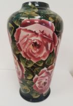 Wemyss Large Antique 1910 Vase with Cabbage Rose Design by Karel Nikolai, Wemyss mark to base.