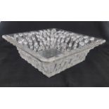 Lalique 1939 Square Crystal Rose Design Dish measuring 245mm x 245mm with etched signature