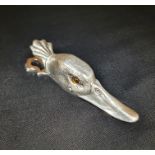 Modern White Metal Stationery Clip Modelled as a Duck's Head