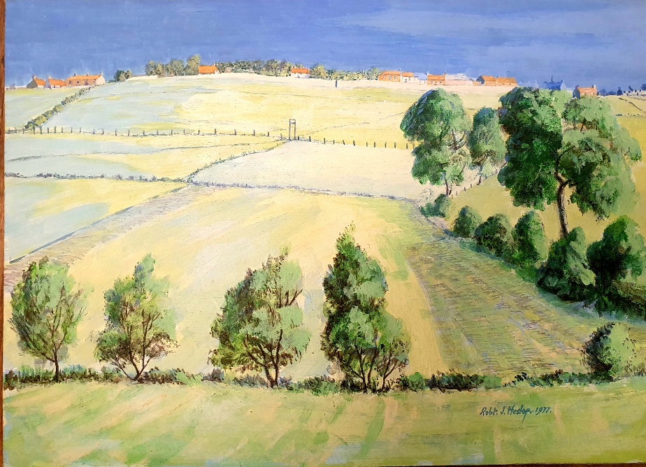 Robert John Heslop (1907-1988) Pitman Academy Artist unframed watercolour of Banky Fields, Ferryhill