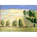 Robert John Heslop (1907-1988) Pitman Academy Artist unframed watercolour of Banky Fields, Ferryhill