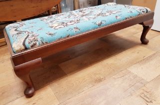 A large Victorian Mahogany Beaded Tapestry Footstool measuring 50 inches x 25 inches