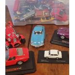 A Mixed Box of various Model Cars, some on stands