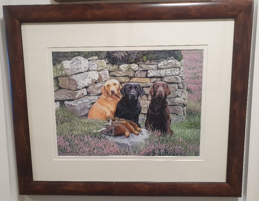 Jason Lowes - Original Watercolour of Three Labradors By A Wall, Signed, Framed and Glazed. - Image 3 of 4