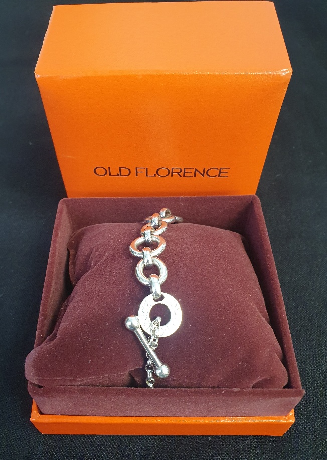 Old Florence Sterling Silver Bracelet in Original Box, 39.5g