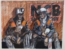 Swin Tempest Framed Original Painting of Two Coal Miners