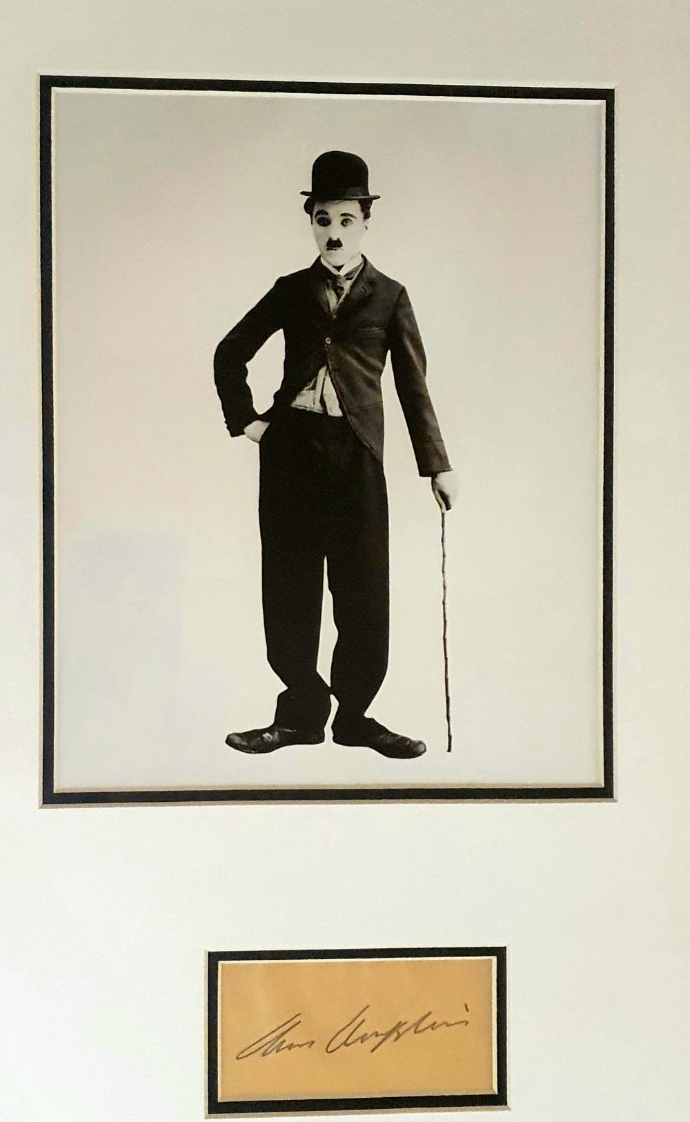 Charlie Chaplin Framed Photograph and Autograph