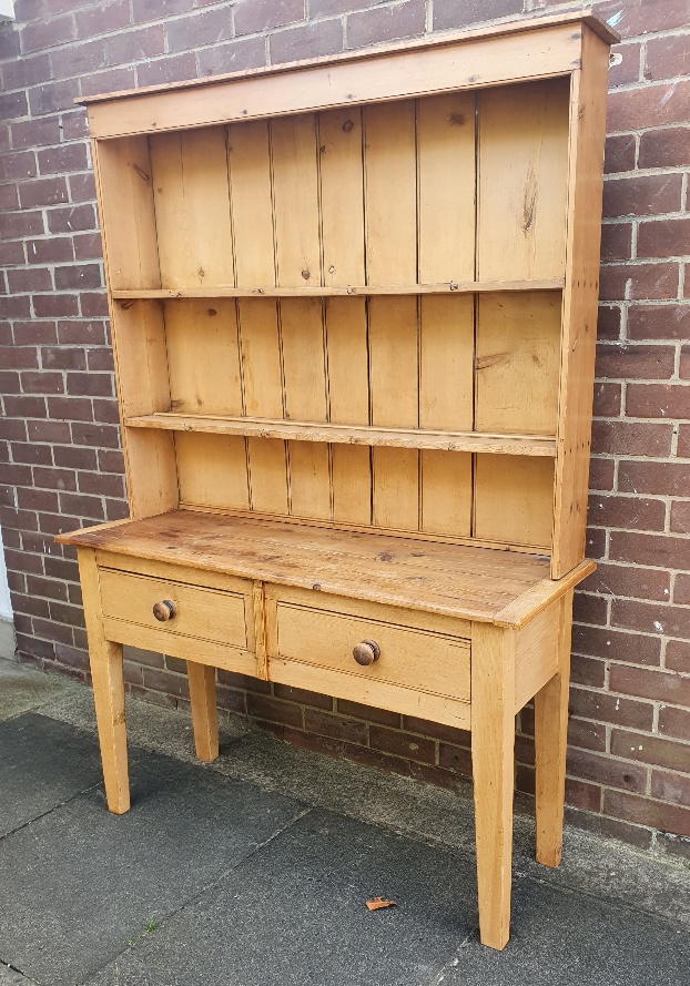 Victorian Pine Kitchen Dresser with Two Drawers and Two Shelves - Image 2 of 3