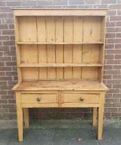 Victorian Pine Kitchen Dresser with Two Drawers and Two Shelves