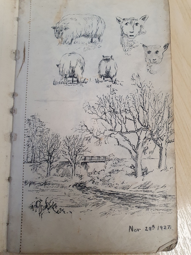 Robert John Heslop (1907-1988) sketchbook with sketches/watercolours dating from 1927 onwards. - Image 5 of 6
