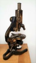 Ernst Leitz 1925 Monocular Brass Microscope, Model Number 98995.