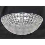 Lalique 1978 Clear and Frosted Nemours Glass Bowl - 25cm in diameter