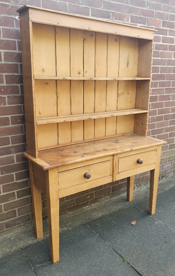 Victorian Pine Kitchen Dresser with Two Drawers and Two Shelves - Image 3 of 3