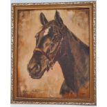 Framed Oil of The Racehorse, Golden Miller, by M Wood