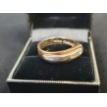 9ct Gold Signet Ring, weight 6.46g, with white gold mount and small diamond. Size V