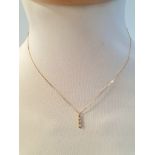 18ct Gold Fine Chain with Three Diamond Pendant, weight 2.4g