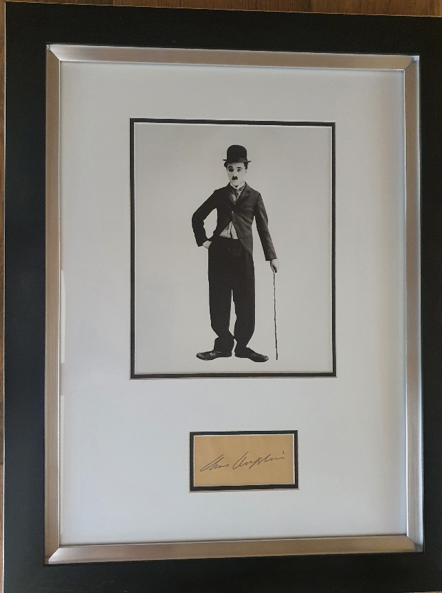 Charlie Chaplin Framed Photograph and Autograph - Image 2 of 3