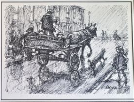 Norman Cornish Limited Edition Framed Limited Edition Print of Horse and Cart, number 72/100