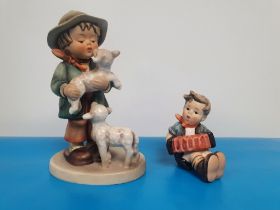 Two Vintage Goebel Figurines - Shepherd's Boy and Accordion Player