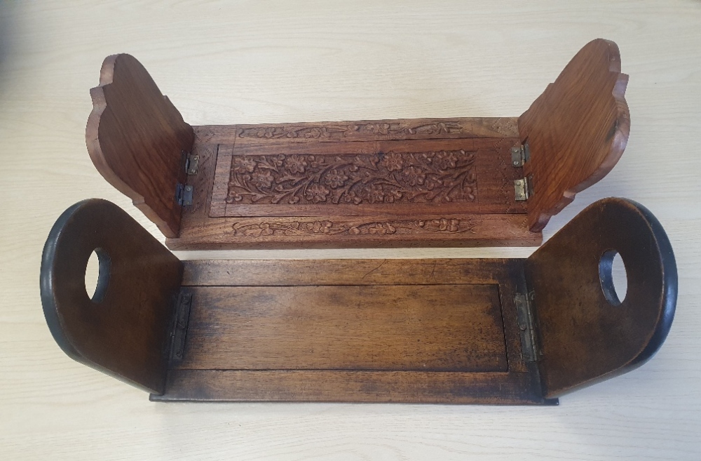 Two Sliding Folding Book Troughs in Oak & Pine