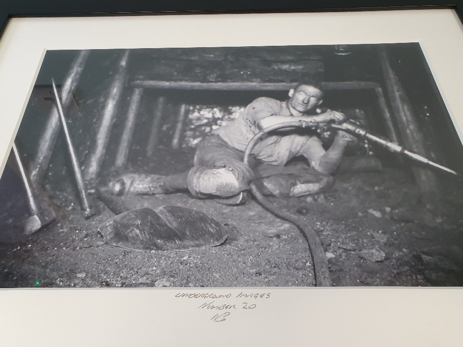 Two Large Framed Black and White Vintage Miner Photographs - Image 3 of 4