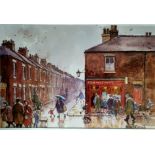 Norman Cornish Framed and Mounted Open Edition Print titled "Eddy's Fish Shop", size 23 x 17 inches