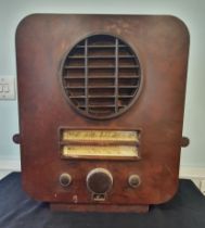 Ekco AC74 Bakerlite 1933 Radio designed by Serge Chermayeff. Dimensions are 18 inches x 15 inches