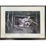 Two Large Framed Black and White Vintage Miner Photographs