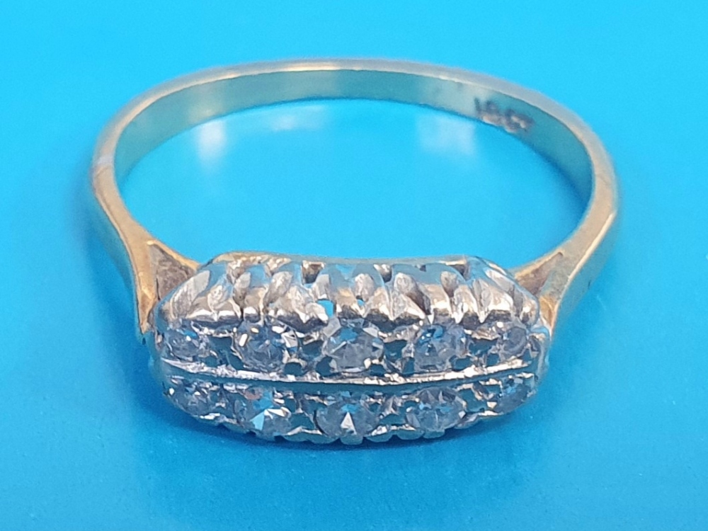 18ct Gold & Diamond Eternity Ring, set with Two Rows of five graduated seed diamonds. Size N, 3.3g - Image 2 of 3