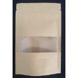 23cm x 35cm Kraft Paper Stand Up Pouches with Clear Window, 1,000 in lot