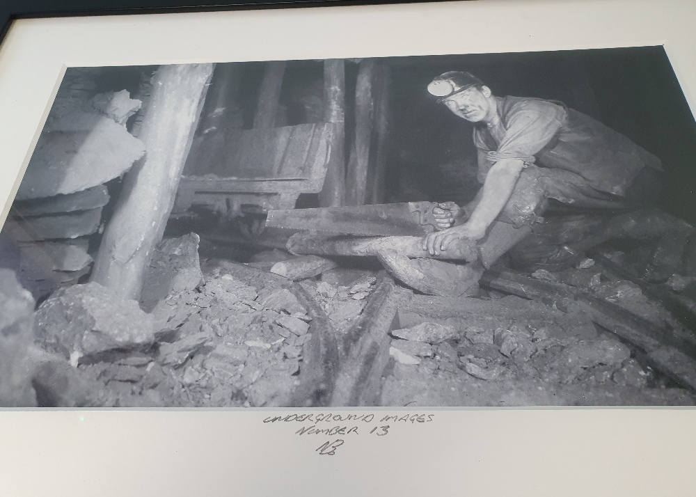 Two Large Framed Black and White Vintage Miner Photographs - Image 4 of 4