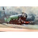 David Shepherd Framed, Glazed and Signed Print of The Flying Scotsman dated 1976