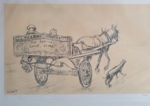 Norman Cornish Signed Limited Edition Lithographic Print of Rag and Bone Man, numbered 30/80