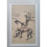 Norman Cornish Signed Limited Edition Lithographic Print of Man at Bar with Dog, number 21/80