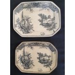 Two Rare Brownhills Pottery Octagonal Meat Plates, Design 4312