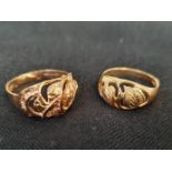 2 x Pierced Gold Rings, Egyptian Hallmark for 18ct Gold. Weight 7.5g