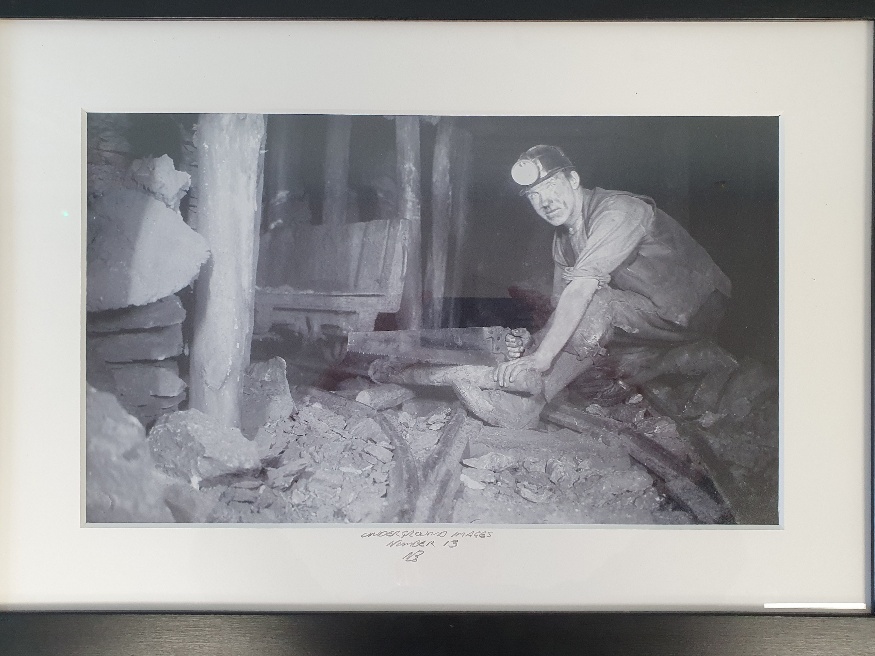 Two Large Framed Black and White Vintage Miner Photographs - Image 2 of 4