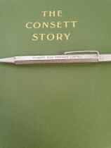 Silver Propelling Pencil Stamped Consett Iron Works, together with 1963 Book The Story of Consett