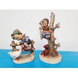 Two Vintage Goebel Figurines - Out of Danger and Barnyard Hero