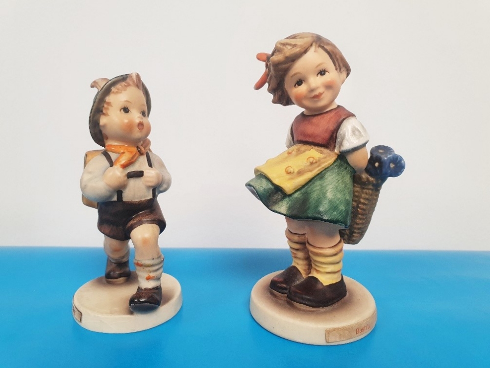 Two Vintage Goebel Figurines - Schoolboy and Bashful