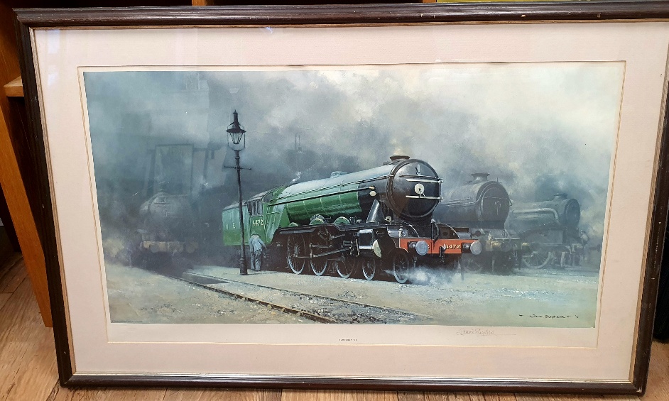 David Shepherd Framed, Glazed and Signed Print of The Flying Scotsman dated 1976 - Image 2 of 4