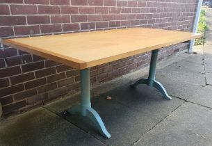 A Good Quality Solid Wood Top Kitchen Refectory Dining Table