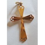 Georg Jensen 9ct Gold Cross measuring 35mm x 22mm, weight 2g