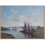 Harry Bennett (1879 - 1955) Original Signed Oil of Coastal Scene, overall size is 27 x 23 inches