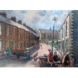 Norman Cornish Mounted Open Edition Print titled "Salvin Street". Size is 20 inches x 16 inches