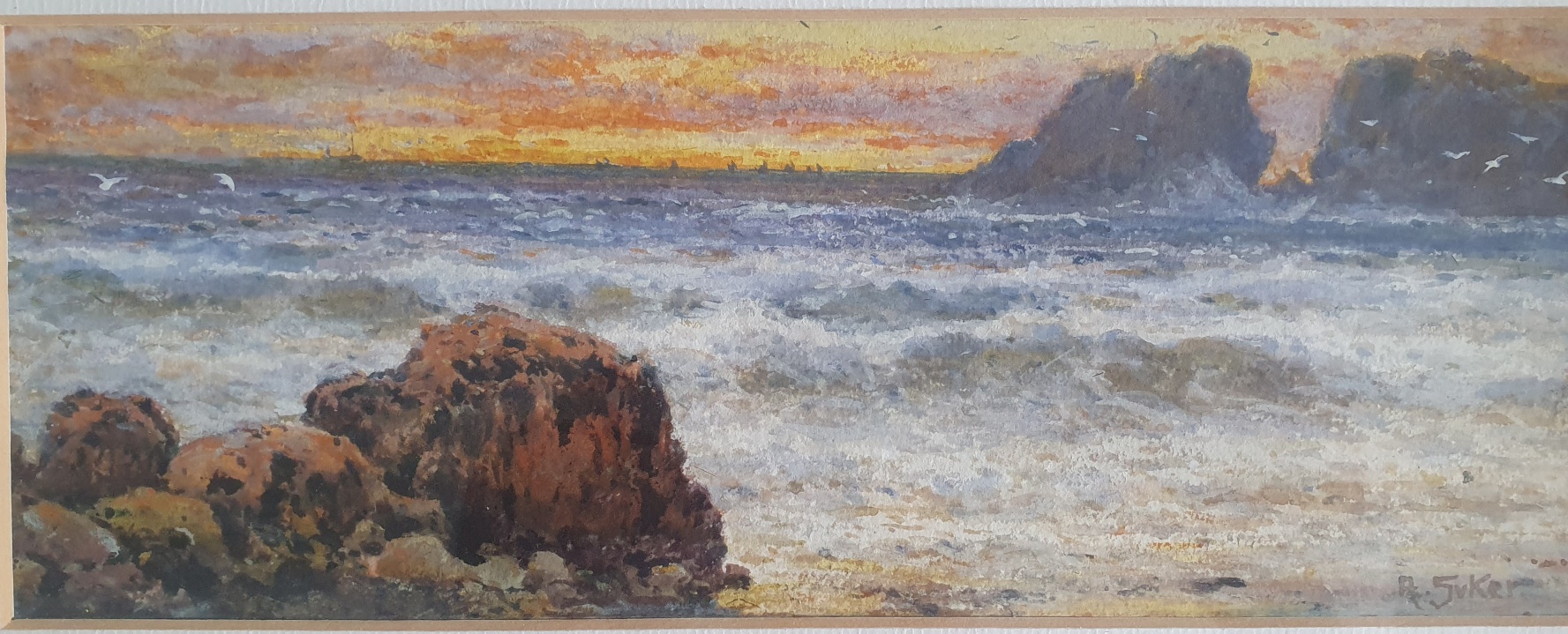 Arthur Suker (1857-2902) Framed, Signed and Glazed Watercolour of Cornish Seascape - Image 2 of 2