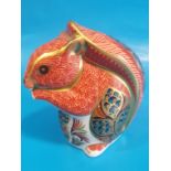 Royal Crown Derby Red Squirrel Paperweight with Silver Stopper