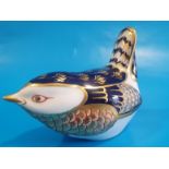 Royal Crown Derby Wren Paperweight with Gold Stopper
