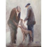 Framed and Signed Oil Painting titled "Man's Best Friend" by Cruddas. Measures 17 x 13 inches