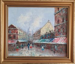 Caroline Burnett Framed Oil of Paris Scene, measuring 12 inches x 10 inches